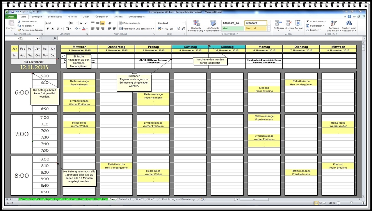 Der digitale Excel Terminkalender ist ein Zeitplansystem, welches 